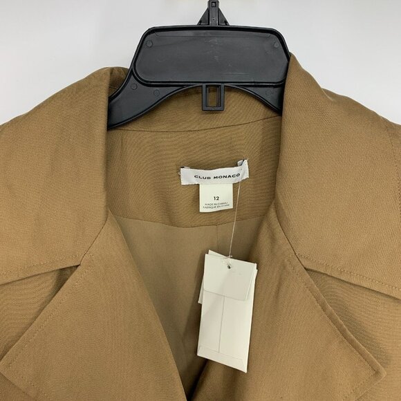Club Monaco Trench Jumpsuit Brown Straight Leg Crop Tie Waist NWT - Picture 5 of 13